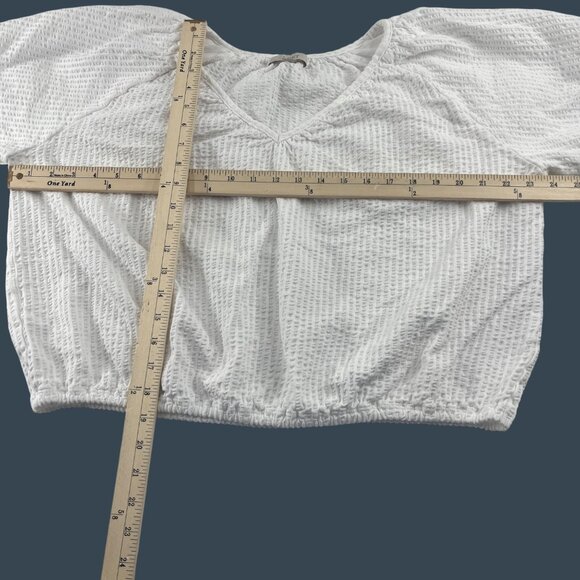 Loft Womens Textured White Crop Top XL Cotton - Picture 4 of 5